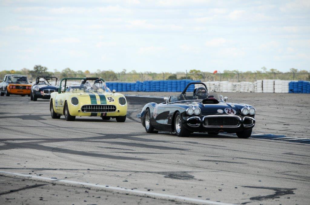 Classic sportscars racing at the Sebring Vintage Classic