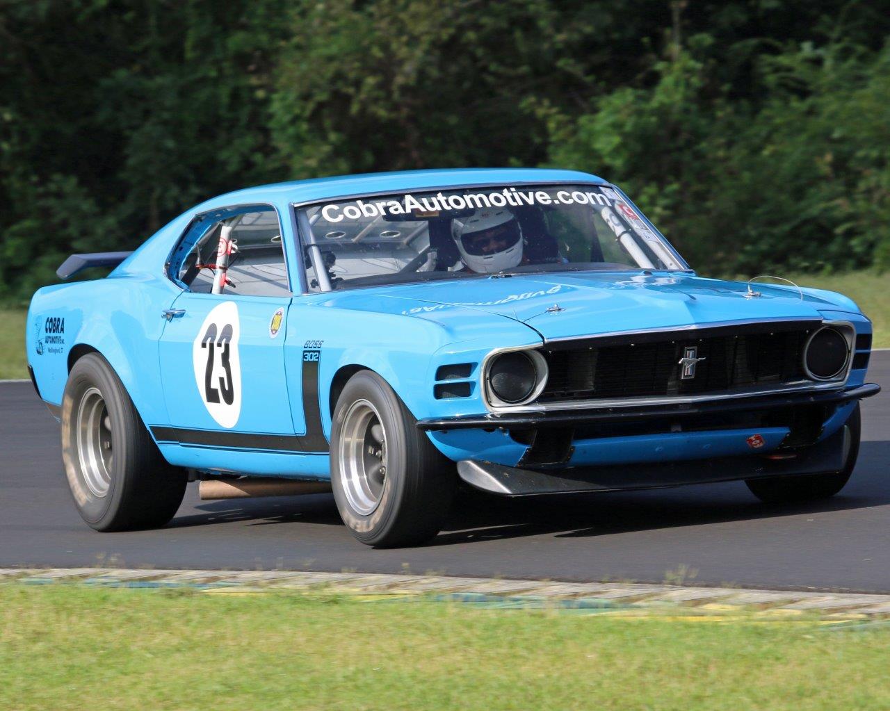 Vintage Mustang racing at the Heacock Classic Gold Cup