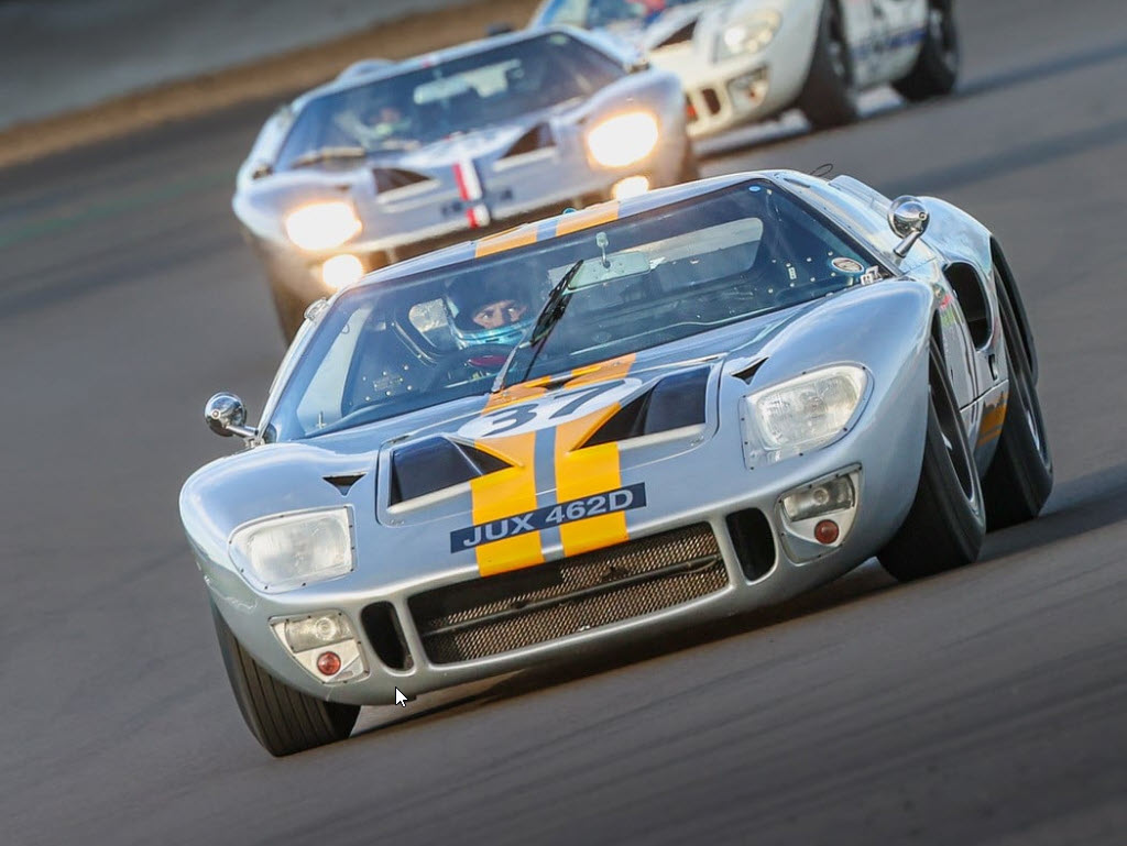 GT40 racing headlines at the Motor Racing Legends Silverstone GP meeting