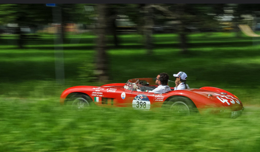 Historic racing Maserati on the Mille Miglia
