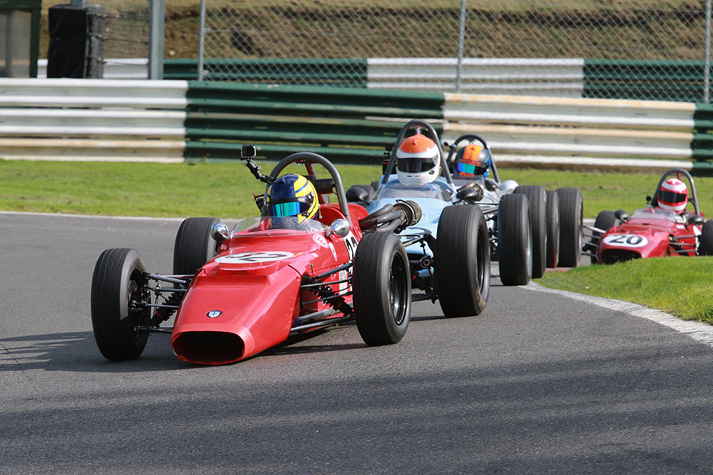 Formula Ford action at the HSCC Historic Wolds Trophy at Cadwell Park