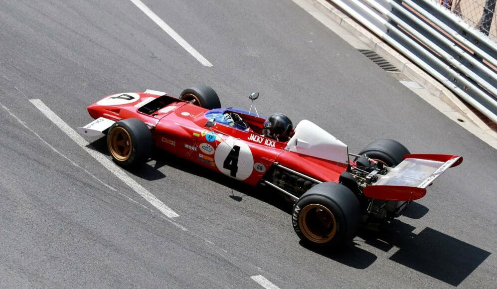 Classic Formula One Ferrari in action at the Historic Grand Prix of Monaco 
