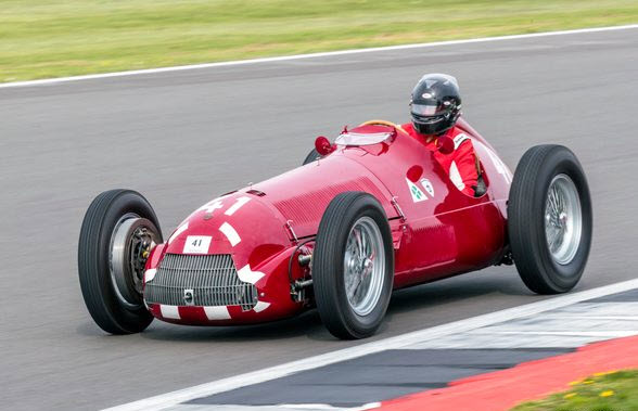 Vintage Grand Prix cars race at the annual VSCC Spring Start event at Silverstone